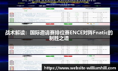 战术解读：国际邀请赛排位赛ENCE对阵Fnatic的制胜之道